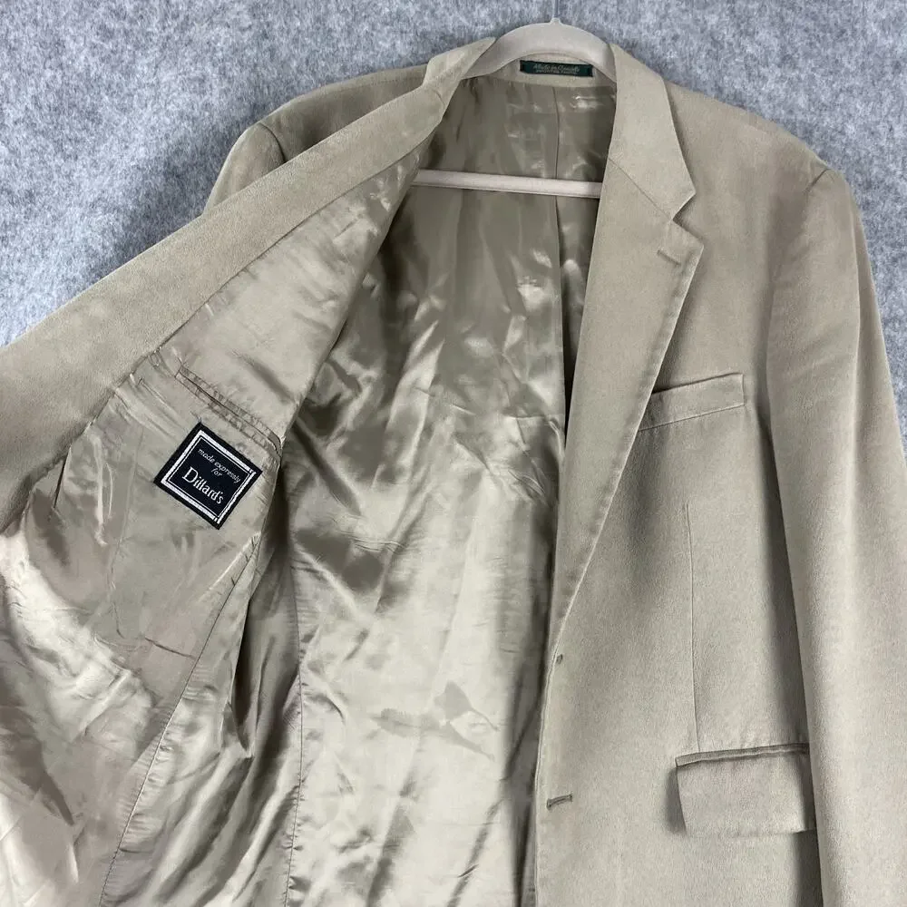 Vintage Ralph Ralph Lauren Faux Suede Blazer‎ Sport Coat Men 44R Beige 2 Button